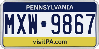 PA license plate MXW9867