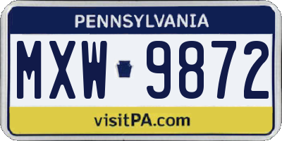 PA license plate MXW9872