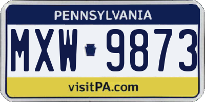 PA license plate MXW9873