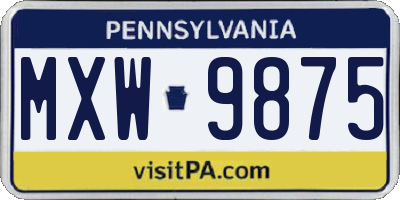 PA license plate MXW9875