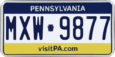 PA license plate MXW9877