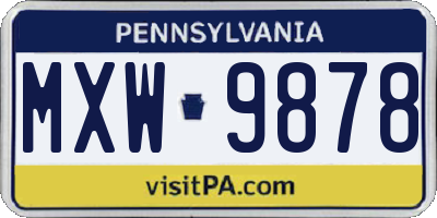 PA license plate MXW9878