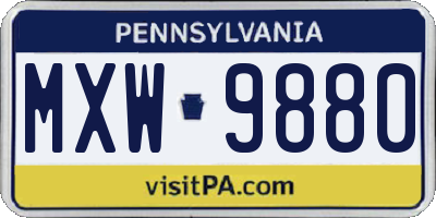 PA license plate MXW9880
