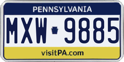 PA license plate MXW9885