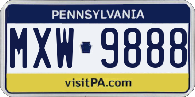 PA license plate MXW9888