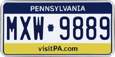 PA license plate MXW9889
