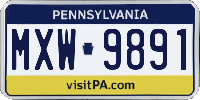 PA license plate MXW9891