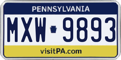 PA license plate MXW9893