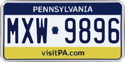 PA license plate MXW9896
