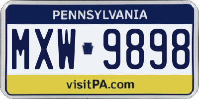 PA license plate MXW9898