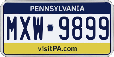 PA license plate MXW9899