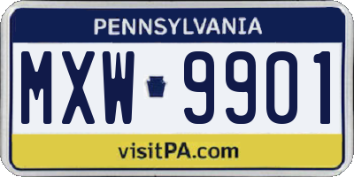 PA license plate MXW9901