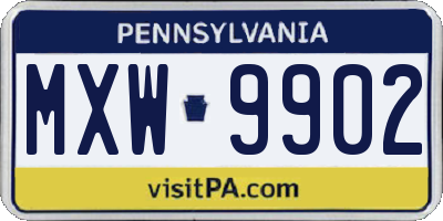 PA license plate MXW9902