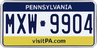 PA license plate MXW9904