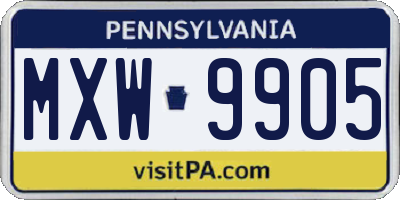 PA license plate MXW9905