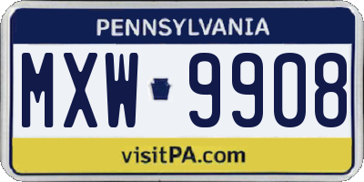 PA license plate MXW9908