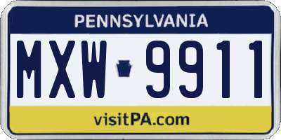 PA license plate MXW9911