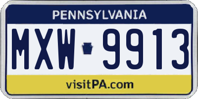 PA license plate MXW9913