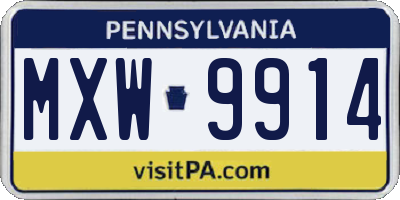 PA license plate MXW9914