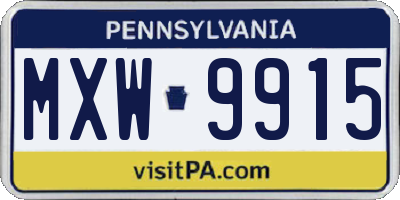 PA license plate MXW9915