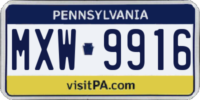 PA license plate MXW9916