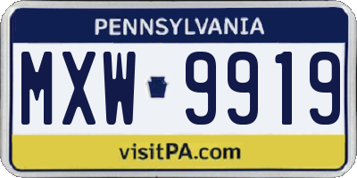 PA license plate MXW9919