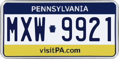PA license plate MXW9921