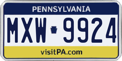 PA license plate MXW9924