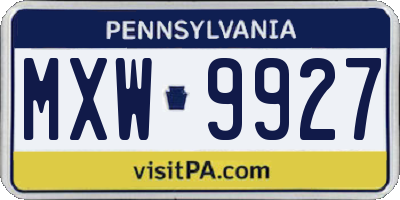 PA license plate MXW9927