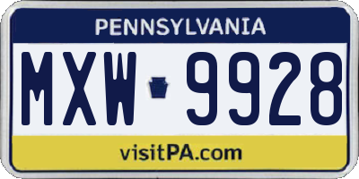 PA license plate MXW9928