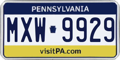 PA license plate MXW9929