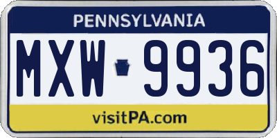PA license plate MXW9936