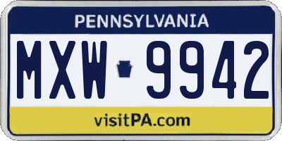 PA license plate MXW9942