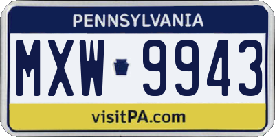 PA license plate MXW9943
