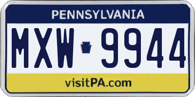 PA license plate MXW9944