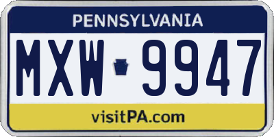 PA license plate MXW9947