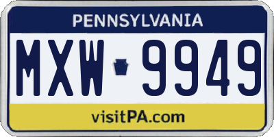 PA license plate MXW9949