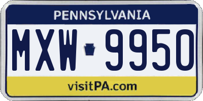 PA license plate MXW9950