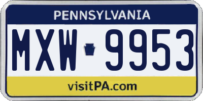 PA license plate MXW9953