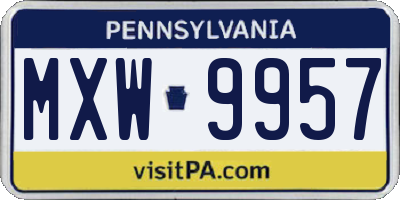 PA license plate MXW9957
