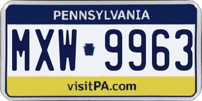 PA license plate MXW9963