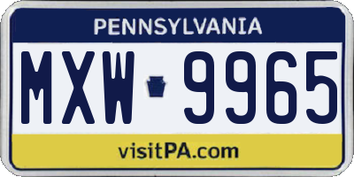 PA license plate MXW9965
