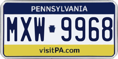 PA license plate MXW9968