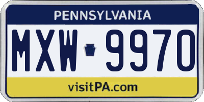 PA license plate MXW9970
