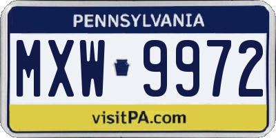 PA license plate MXW9972