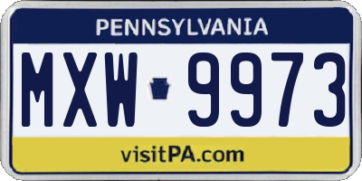 PA license plate MXW9973