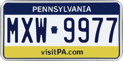 PA license plate MXW9977