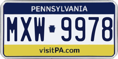 PA license plate MXW9978