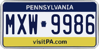 PA license plate MXW9986