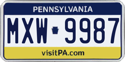 PA license plate MXW9987